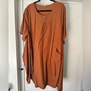 Plus 2X Oversized Linen Dress